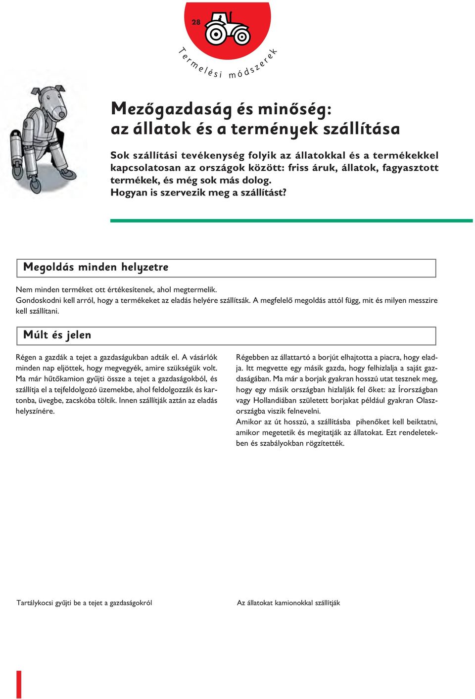 A megfelelô megoldá attól függ, mit é milyen mezire kell zállítani. Múlt é jelen Régen a gazdák a tejet a gazdaágukban adták el. A váárlók minden nap eljöttek, hogy megvegyék, amire zükégük volt.