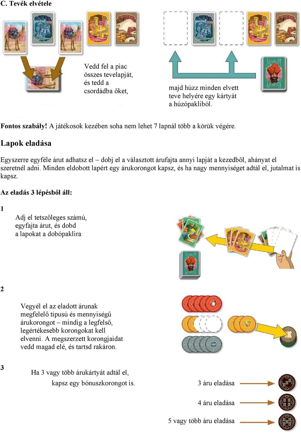 Minden eldobott lapért egy árukorongot kapsz, és ha nagy mennyiséget adtál el, jutalmat is kapsz.