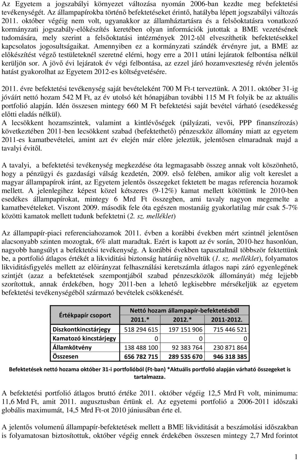 szerint a felsőoktatási intézmények 2012-től elveszíthetik befektetésekkel kapcsolatos jogosultságaikat.