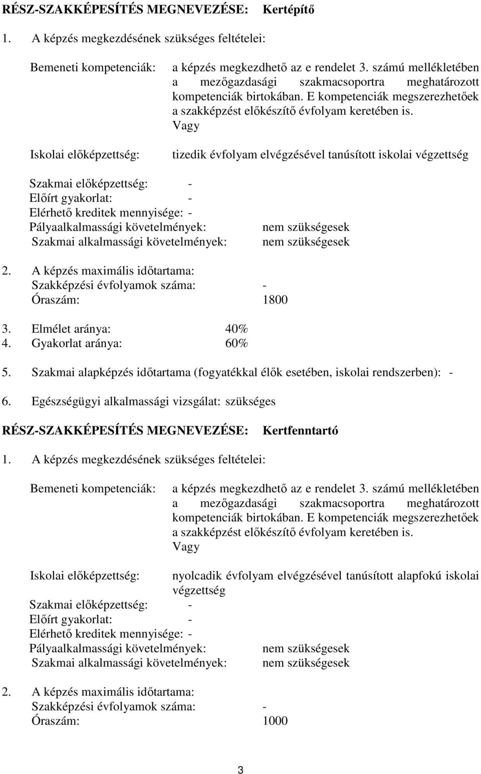 Vagy tizedik évfolyam elvégzésével tanúsított iskolai végzettség Szakmai előképzettség: - Előírt gyakorlat: - Elérhető kreditek mennyisége: - Pályaalkalmassági követelmények: Szakmai alkalmassági