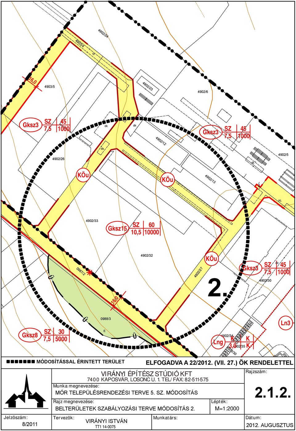 APOSVÁR, LOSONC U.. TL/FAX: 82-5-575 unka mgnzés: ÓR TLPLÉSRNDZÉSI TRV 5. SZ. ÓDOSÍTÁS LFOGADVA A 22/22. (VII. 27.