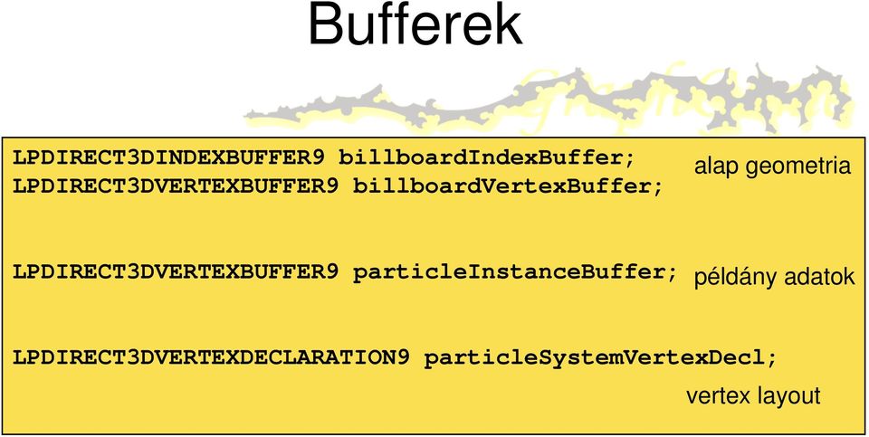 LPDIRECT3DVERTEXBUFFER9 particleinstancebuffer; példány