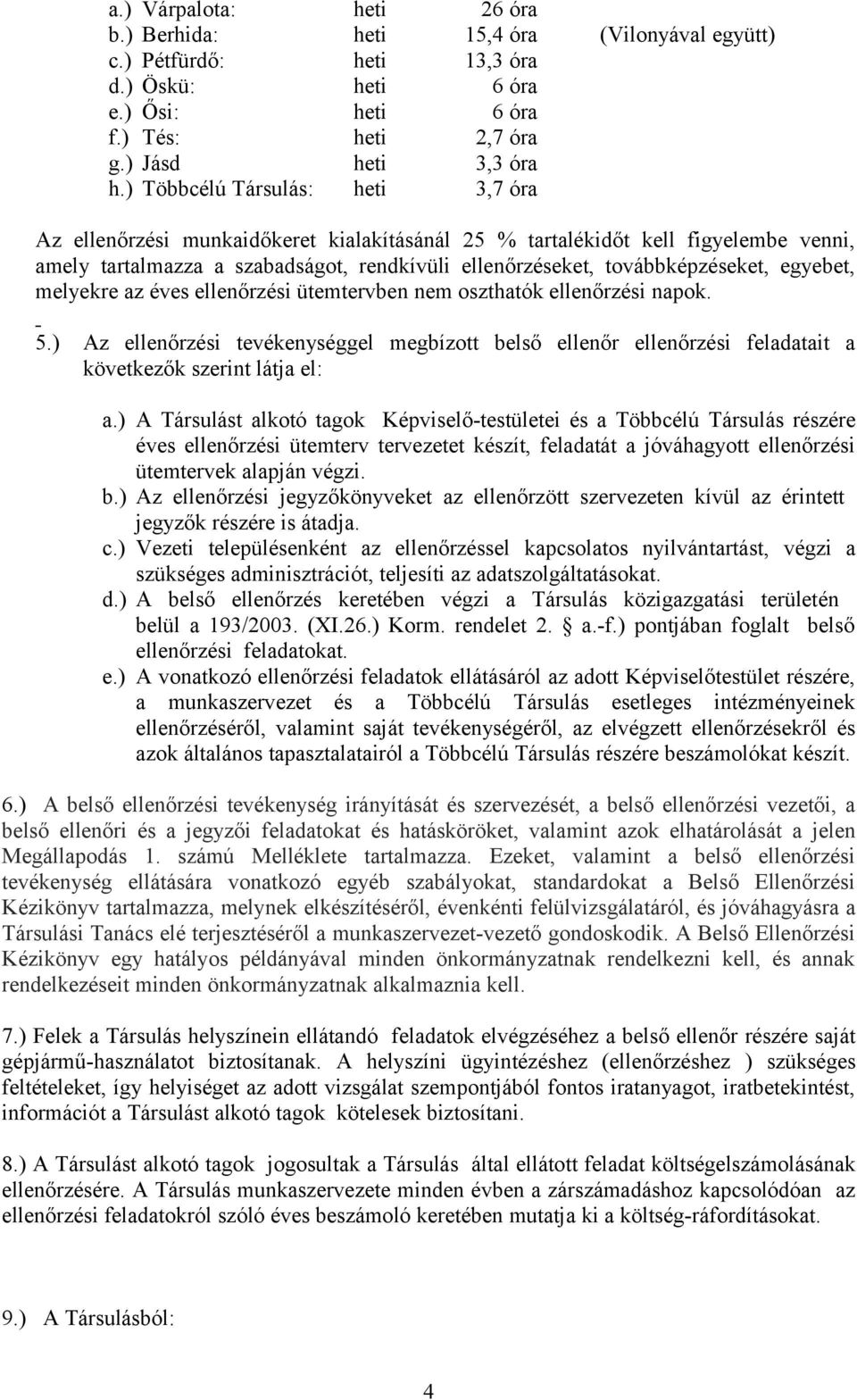 egyebet, melyekre az éves ellenőrzési ütemtervben nem oszthatók ellenőrzési napok. 5.) Az ellenőrzési tevékenységgel megbízott belső ellenőr ellenőrzési feladatait a következők szerint látja el: a.