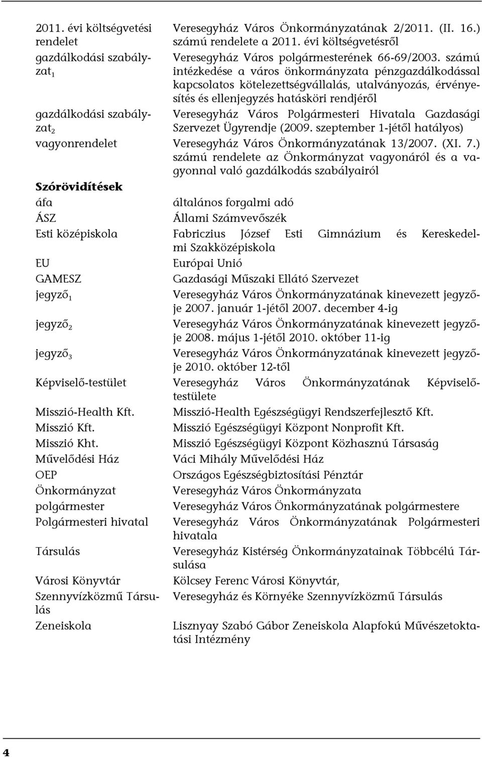 számú intézkedése a város önkormányzata pénzgazdálkodással kapcsolatos kötelezettségvállalás, utalványozás, érvényesítés és ellenjegyzés hatásköri rendjéről Veresegyház Város Polgármesteri Hivatala