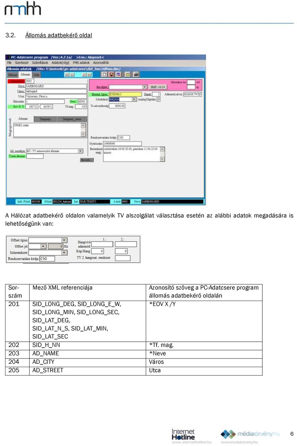 állomás adatbekérő oldalán 201 SID_LONG_DEG, SID_LONG_E_W, *EOV X /Y SID_LONG_MIN, SID_LONG_SEC, SID_LAT_DEG,