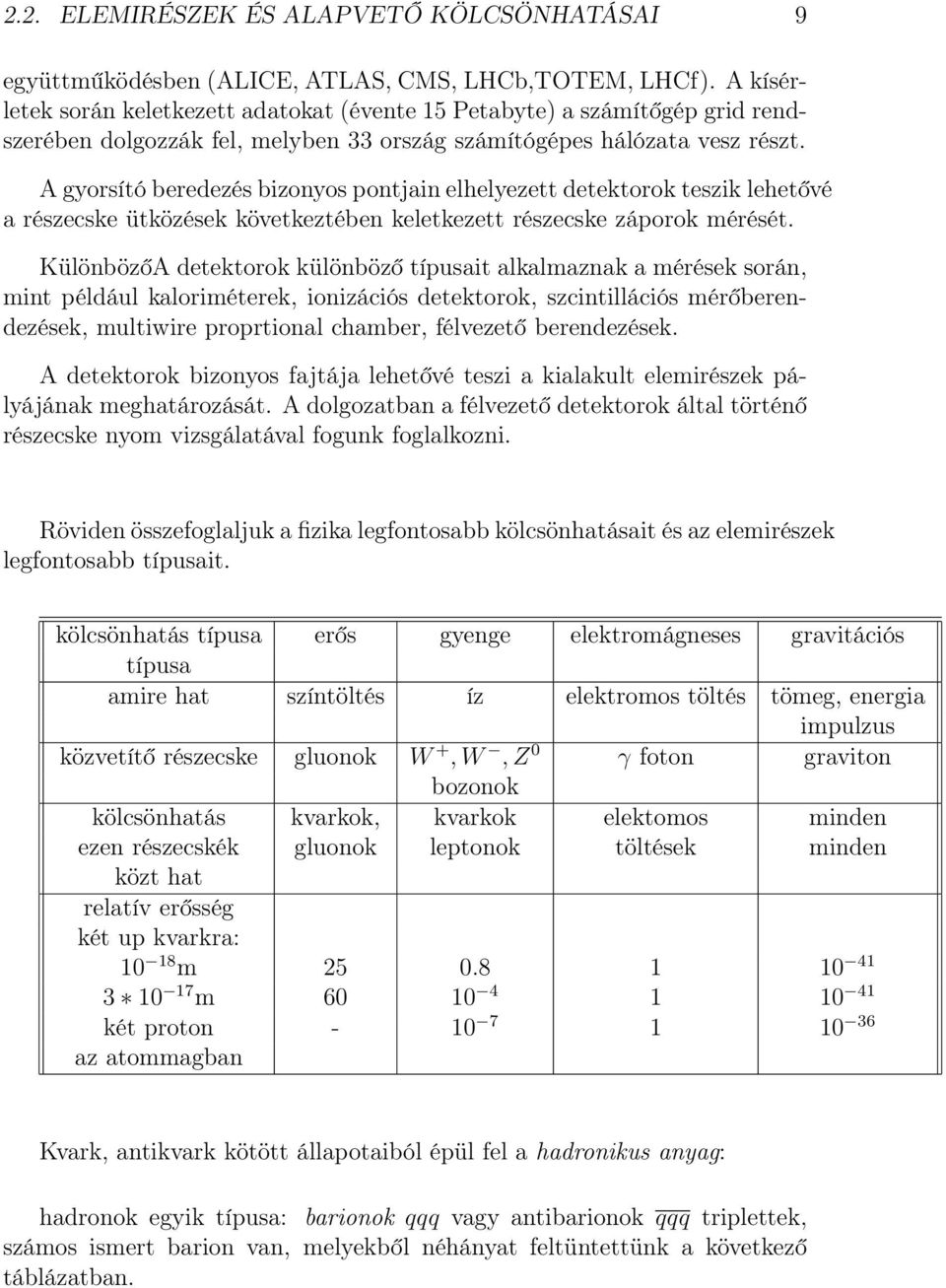 A gyorsító beredezés bizonyos pontjain elhelyezett detektorok teszik lehetővé a részecske ütközések következtében keletkezett részecske záporok mérését.