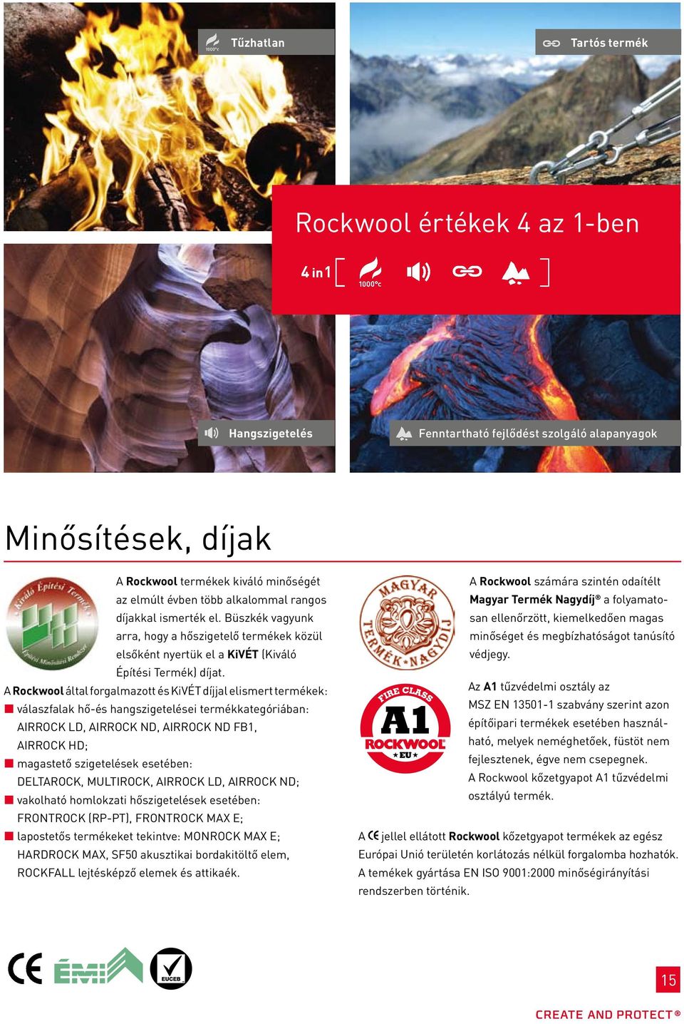 A Rockwool által forgalmazott és KiVÉT díjjal elismert termékek: válaszfalak hő-és hangszigetelései termékkategóriában: AIRROCK LD, AIRROCK ND, AIRROCK ND FB1, AIRROCK HD; magastető szigetelések