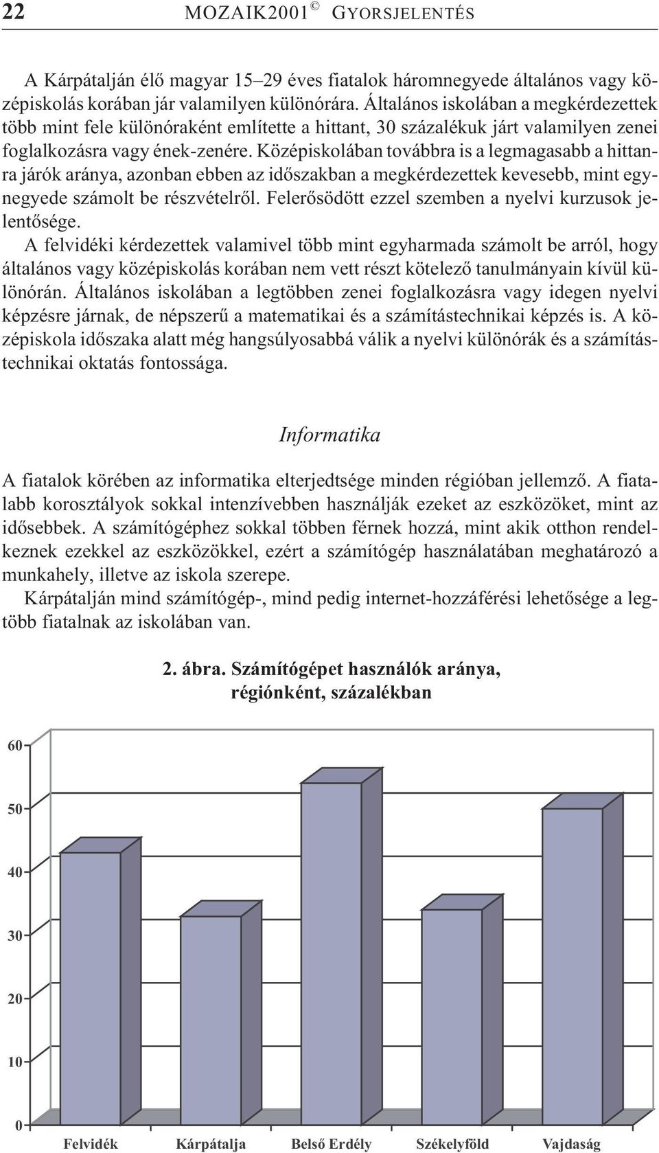 Középiskolában továbbra is a legmagasabb a hittanra járók aránya, azonban ebben az idõszakban a megkérdezettek kevesebb, mint egynegyede számolt be részvételrõl.