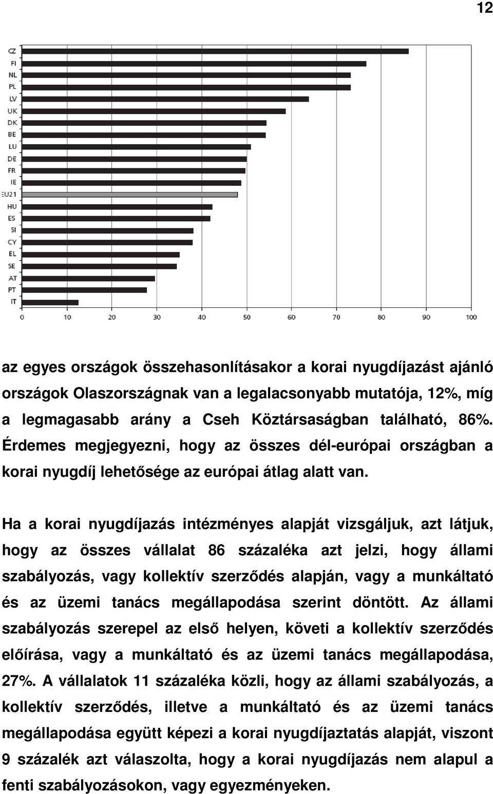 Ha a korai nyugdíjazás intézményes alapját vizsgáljuk, azt látjuk, hogy az összes vállalat 86 százaléka azt jelzi, hogy állami szabályozás, vagy kollektív szerzıdés alapján, vagy a munkáltató és az