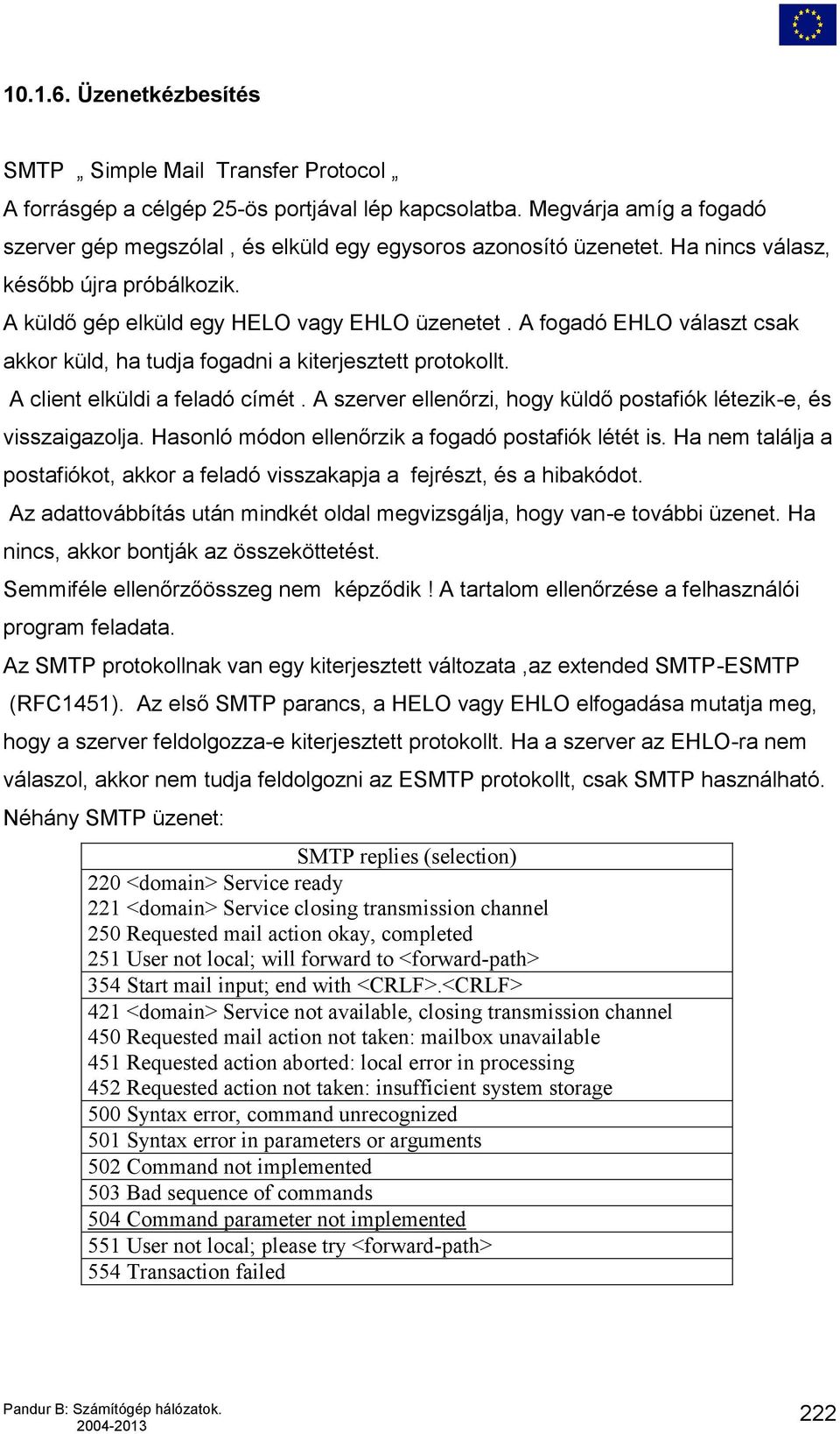 A fogadó EHLO választ csak akkor küld, ha tudja fogadni a kiterjesztett protokollt. A client elküldi a feladó címét. A szerver ellenőrzi, hogy küldő postafiók létezik-e, és visszaigazolja.