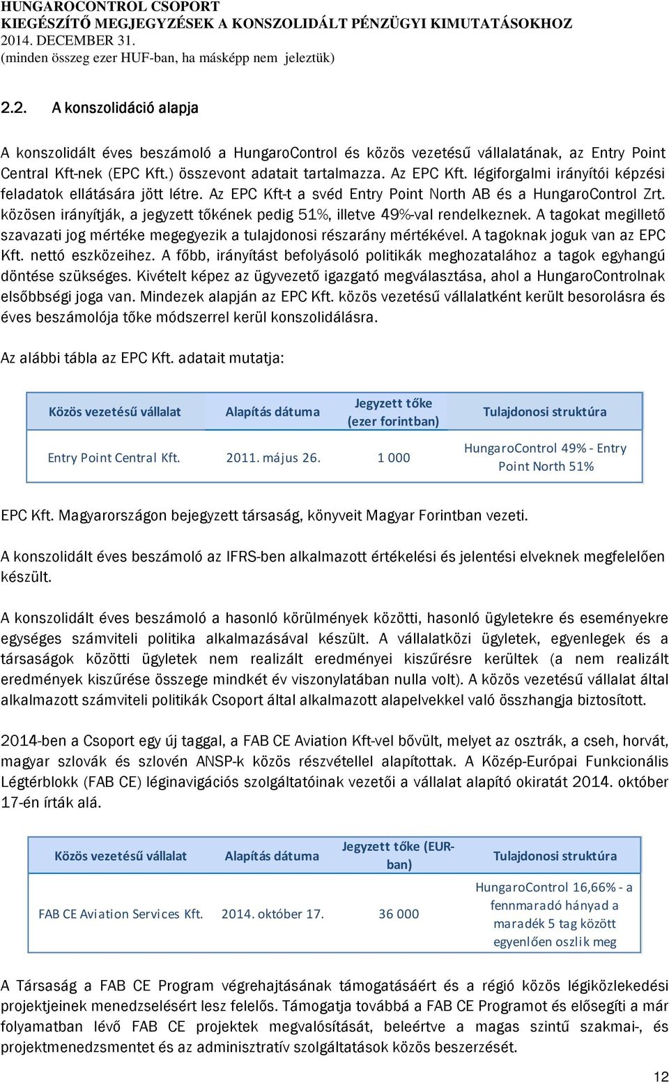 közösen irányítják, a jegyzett tőkének pedig 51%, illetve 49%-val rendelkeznek. A tagokat megillető szavazati jog mértéke megegyezik a tulajdonosi részarány mértékével.