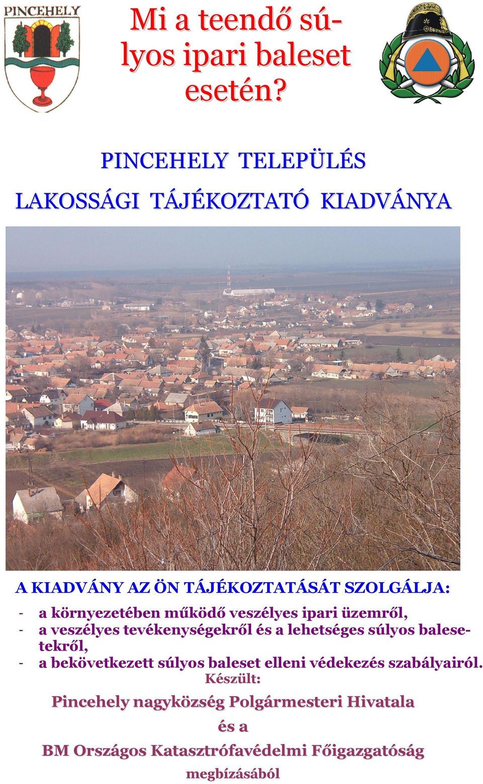 környezetében működő veszélyes ipari üzemről, - a veszélyes tevékenységekről és a lehetséges súlyos