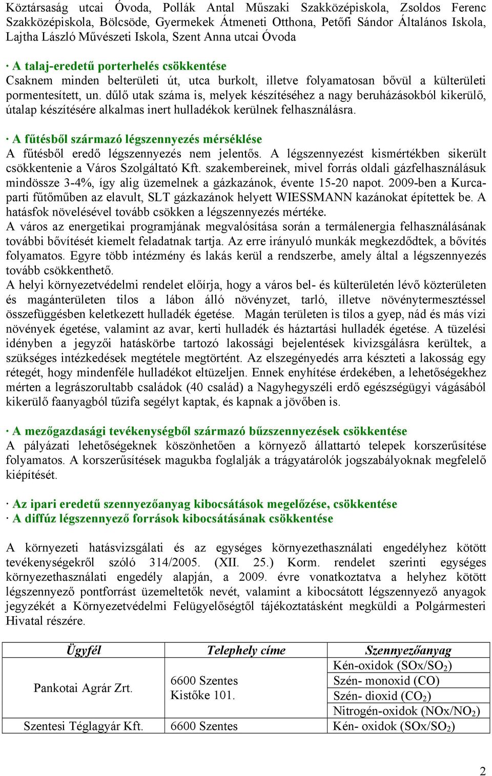 dűlő utak száma is, melyek készítéséhez a nagy beruházásokból kikerülő, útalap készítésére alkalmas inert hulladékok kerülnek felhasználásra.