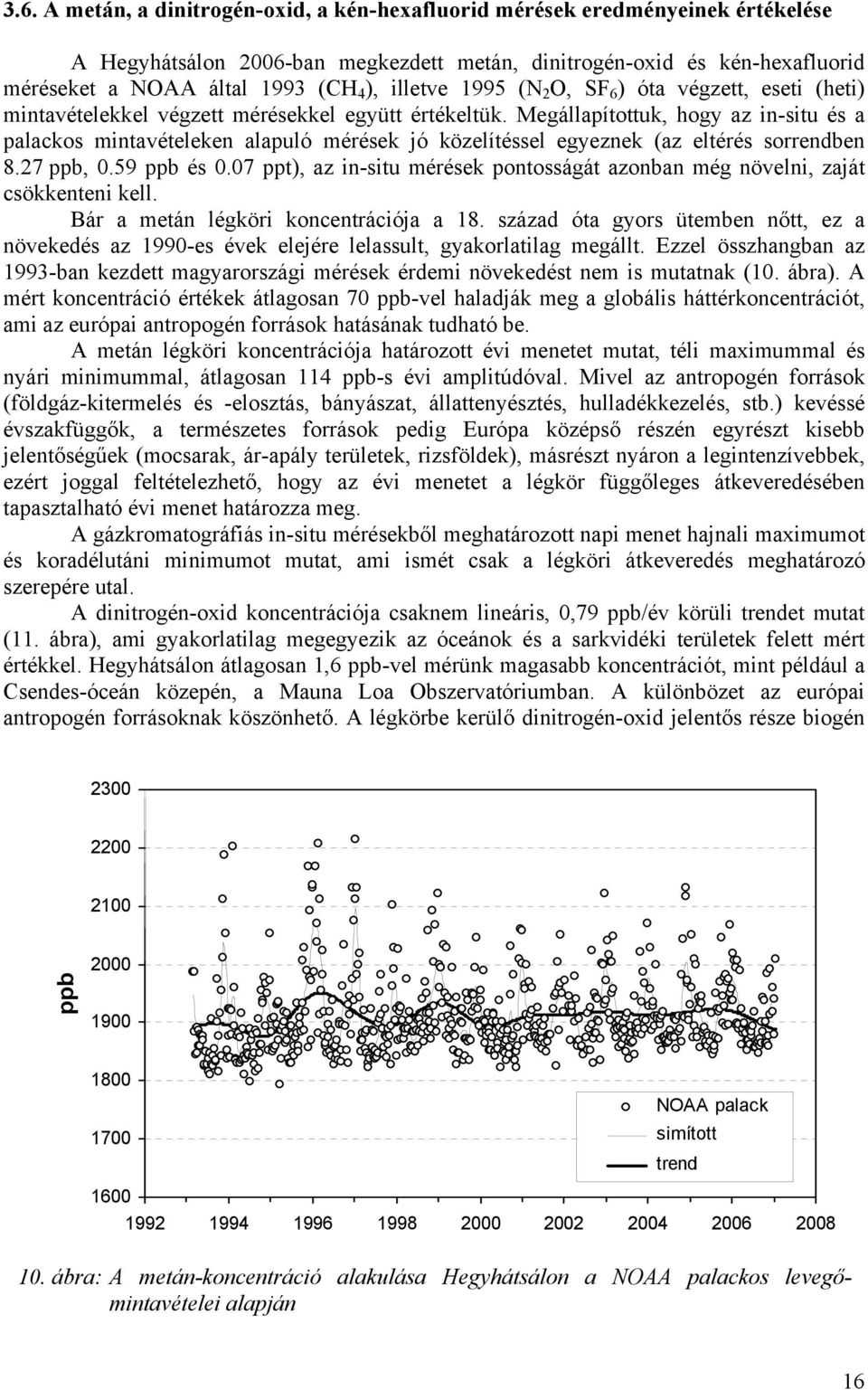 Megállapítottuk, hogy az in-situ és a palackos mintavételeken alapuló mérések jó közelítéssel egyeznek (az eltérés sorrendben 8.27 ppb, 0.59 ppb és 0.