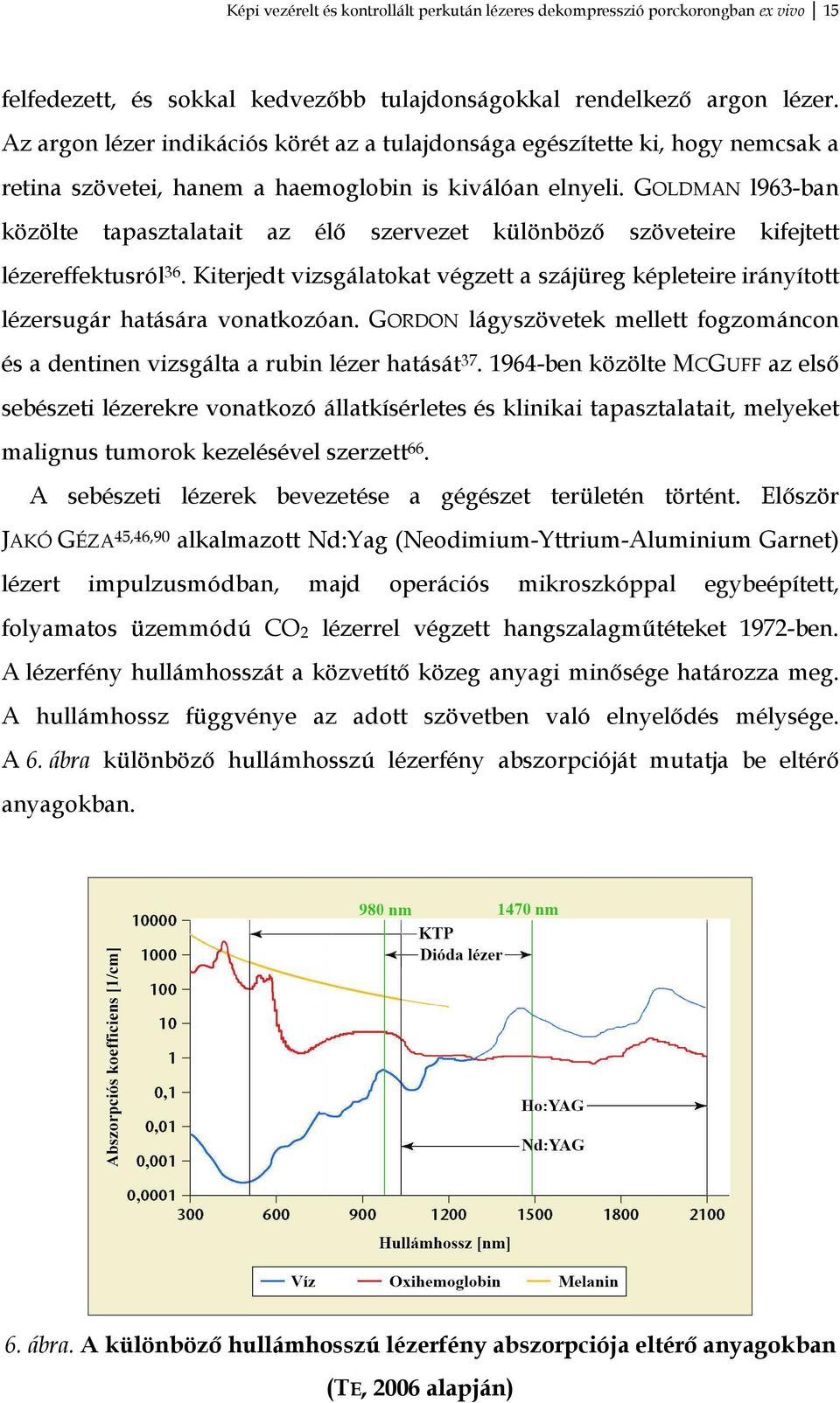 GOLDMAN l963-ban közölte tapasztalatait az élő szervezet különböző szöveteire kifejtett lézereffektusról 36.