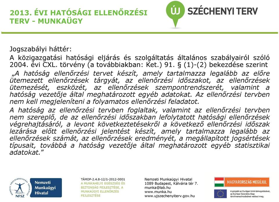 ellenőrzések szempontrendszerét, valamint a hatóság vezetője által meghatározott egyéb adatokat. Az ellenőrzési tervben nem kell megjeleníteni a folyamatos ellenőrzési feladatot.