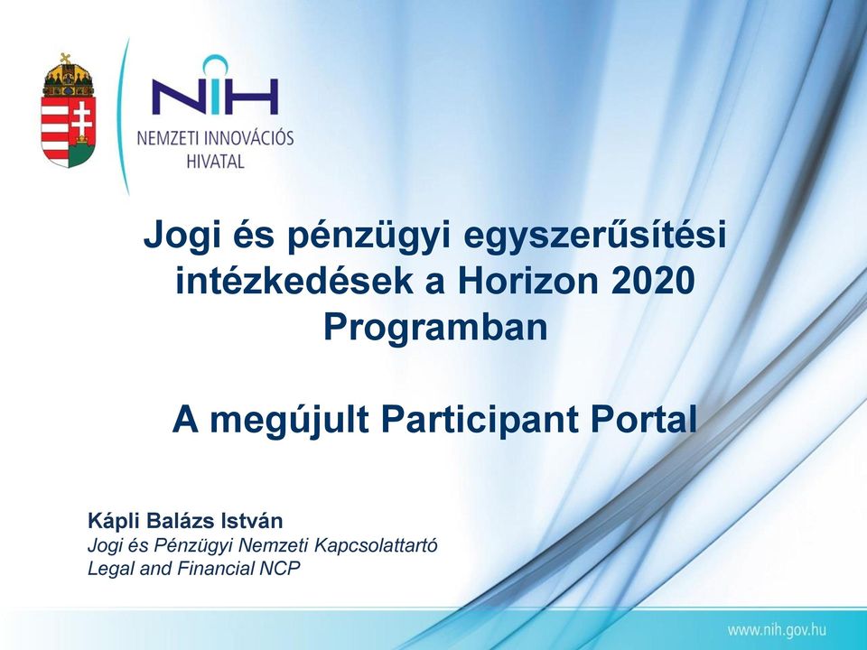 Participant Portal Kápli Balázs István Jogi
