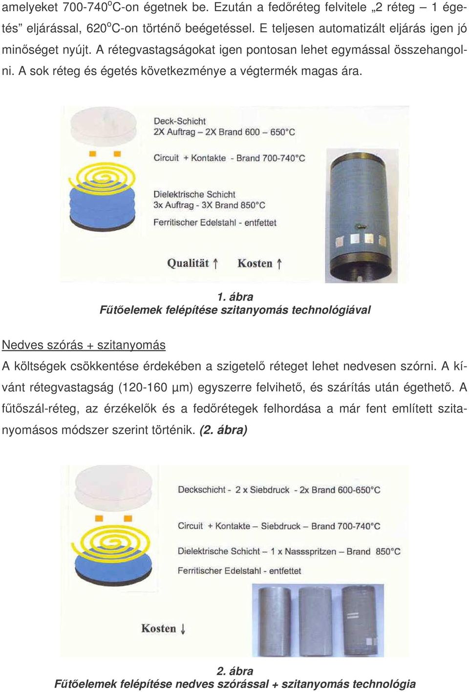 ábra Ftelemek felépítése szitanyomás technológiával Nedves szórás + szitanyomás A költségek csökkentése érdekében a szigetel réteget lehet nedvesen szórni.