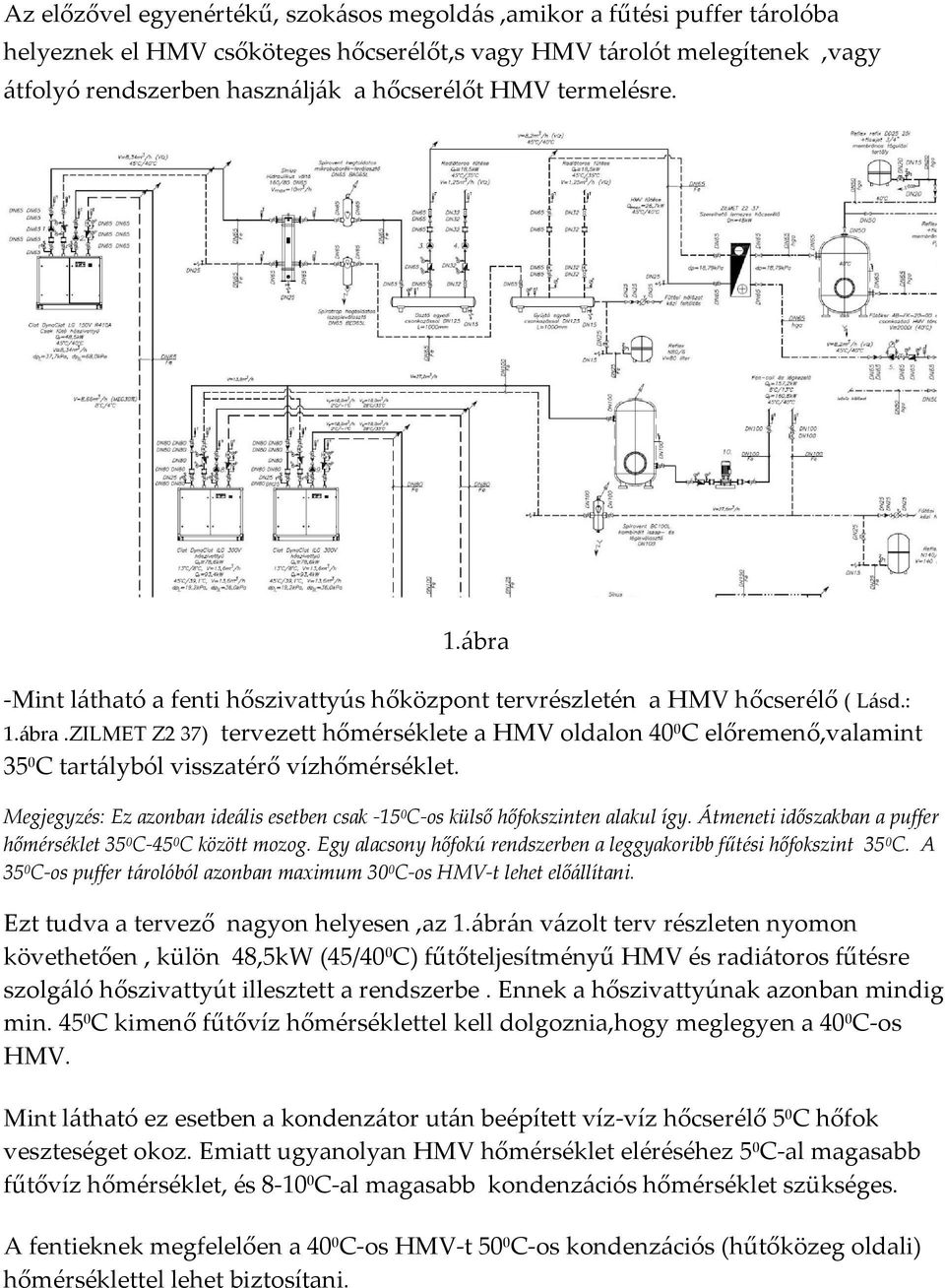 Megjegyzés: Ez azonban ideális esetben csak -15 0 C-os külső hőfokszinten alakul így. Átmeneti időszakban a puffer hőmérséklet 35 0 C-45 0 C között mozog.