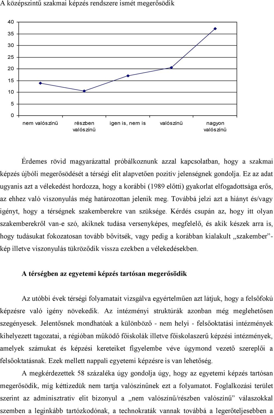 Ez az adat ugyanis azt a vélekedést hordozza, hogy a korábbi (1989 előtti) gyakorlat elfogadottsága erős, az ehhez való viszonyulás még határozottan jelenik meg.