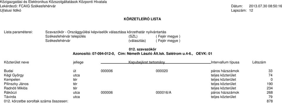 teljes közterület 0 Pilinszky János tér teljes közterület 190 Radnóti Miklós tér teljes közterület 234 Rákóczi