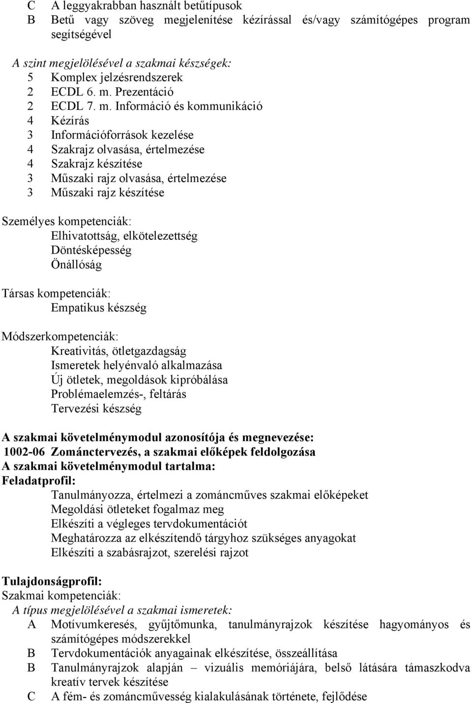 rajz készítése Személyes kompetenciák: Elhivatottság, elkötelezettség Döntésképesség Önállóság Társas kompetenciák: Empatikus készség Módszerkompetenciák: Kreativitás, ötletgazdagság Ismeretek