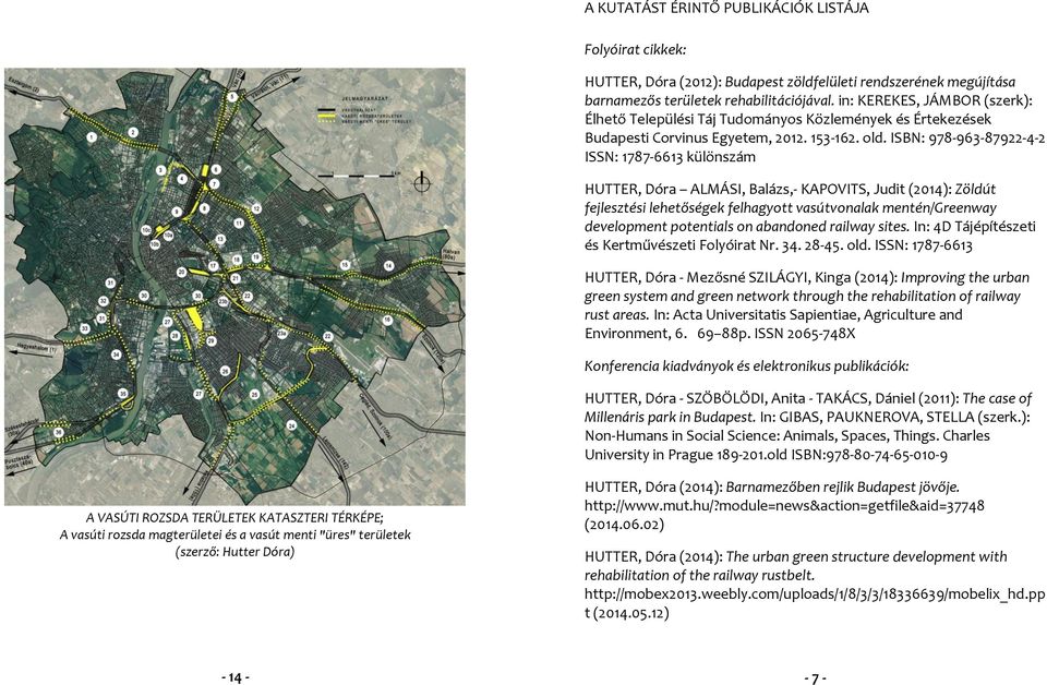 ISBN: 978-963-87922-4-2 ISSN: 1787-6613 különszám HUTTER, Dóra ALMÁSI, Balázs,- KAPOVITS, Judit (2014): Zöldút fejlesztési lehetőségek felhagyott vasútvonalak mentén/greenway development potentials