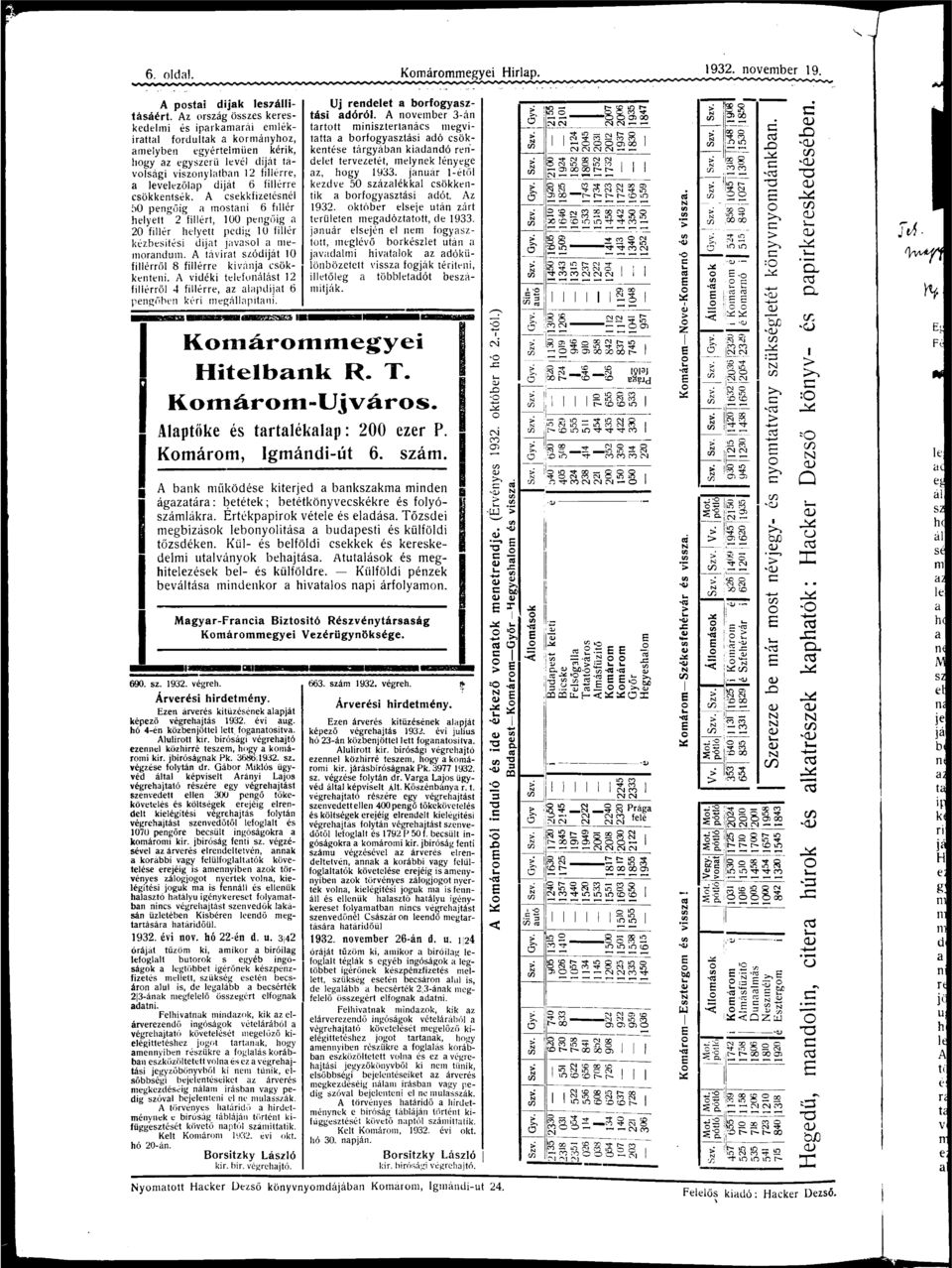 A skkfiztnél 30 pngőig mstni 6 fdlér hlytt 2 fillért, 100 pngőig 20 fillér hlytt pdi^ 10 fillér kézbsíti dijt jvsl mmrndm. A távirt szódiját 10 fillérről 8 fillérr kívánj sökkntni.