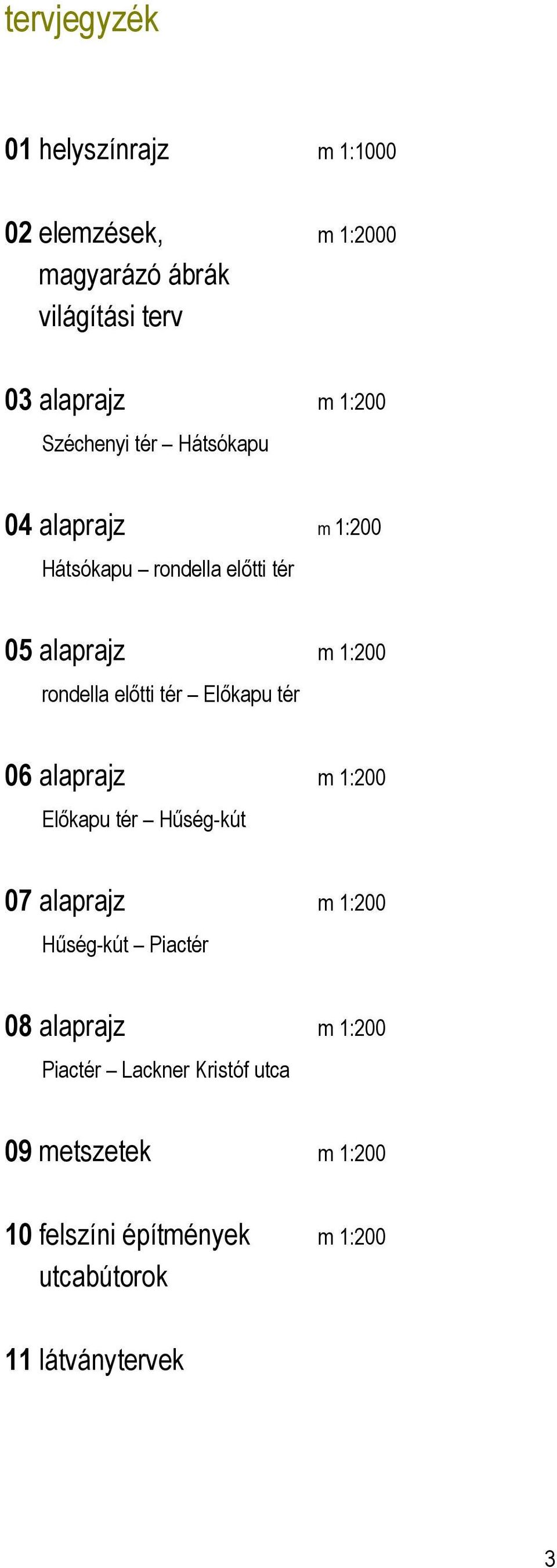 tér Előkapu tér 06 alaprajz m 1:200 Előkapu tér Hűség-kút 07 alaprajz m 1:200 Hűség-kút Piactér 08 alaprajz m