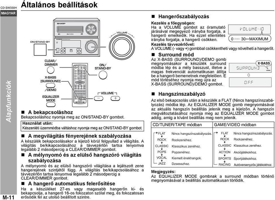 A világítás be/kikapcsolásához a távvezérlőn tartsa lenyomva legalább 2 másodpercig a CLEAR/DIMMER gombot.