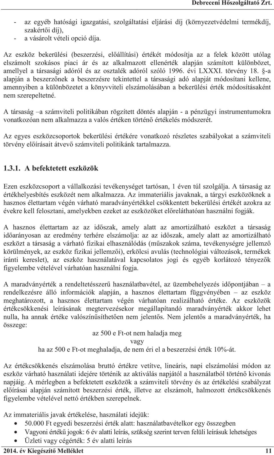 adóról és az osztalék adóról szóló 1996. évi LXXXI. törvény 18.