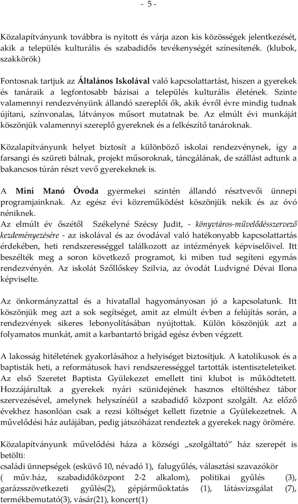 Szinte valamennyi rendezvényünk {llandó szereplői ők, akik évről évre mindig tudnak újítani, színvonalas, l{tv{nyos műsort mutatnak be.