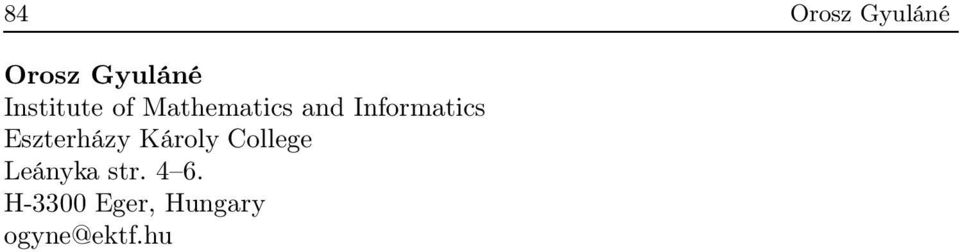 Informatics Eszterházy Károly College