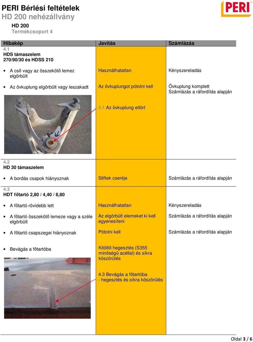 Övkuplung komplett 4.1 Az övkuplung eltört 4.2 HD 30 támaszelem A bordás csapok hiányoznak Stiftek cseréje 4.