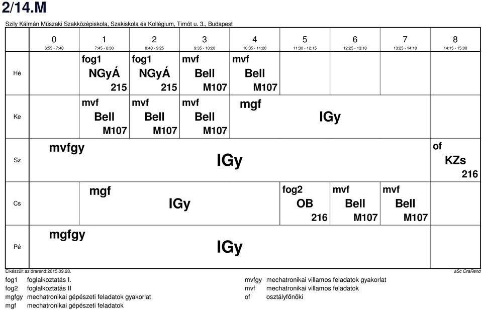 M IGy IGy : - : mvf Bell M mgf : - : fog IGy : - : mvf Bell M : - : mvf Bell M KZs fog fogllkozttás I.