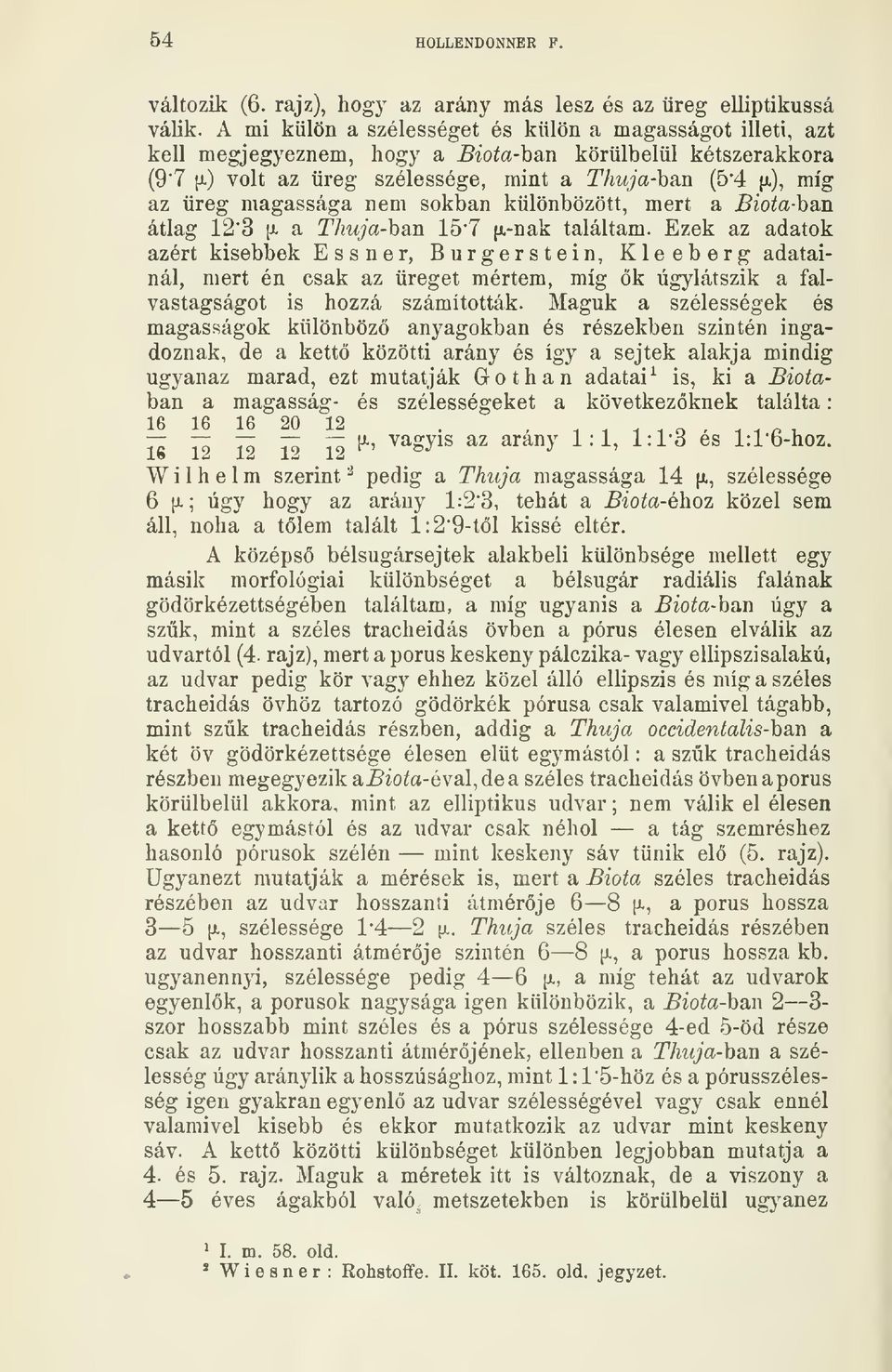 magassága nem sokban különbözött, mert a Biota-haLii átlag 12'3 [J- a Thuja-han 15"7 fx-nak találtam.