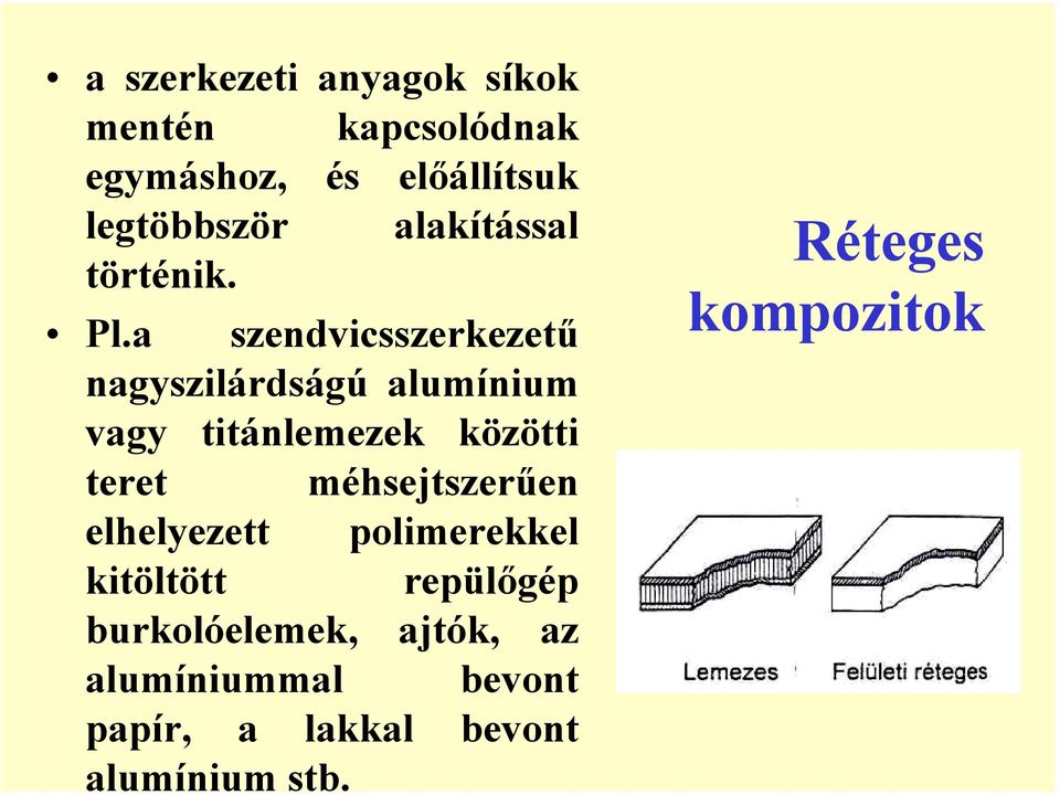 a szendvicsszerkezetű nagyszilárdságú alumínium vagy titánlemezek közötti teret