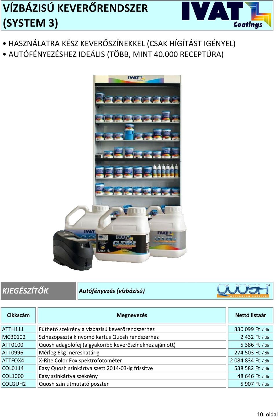 rendszerhez 2 432 Ft / ATT000 Quosh adagolófej (a gyakoribb keverőszínekhez ajánlott) 5 386 Ft / ATT0996 Mérleg 6kg méréshatárig 274 503 Ft / ATTFOX4 X-Rite Color