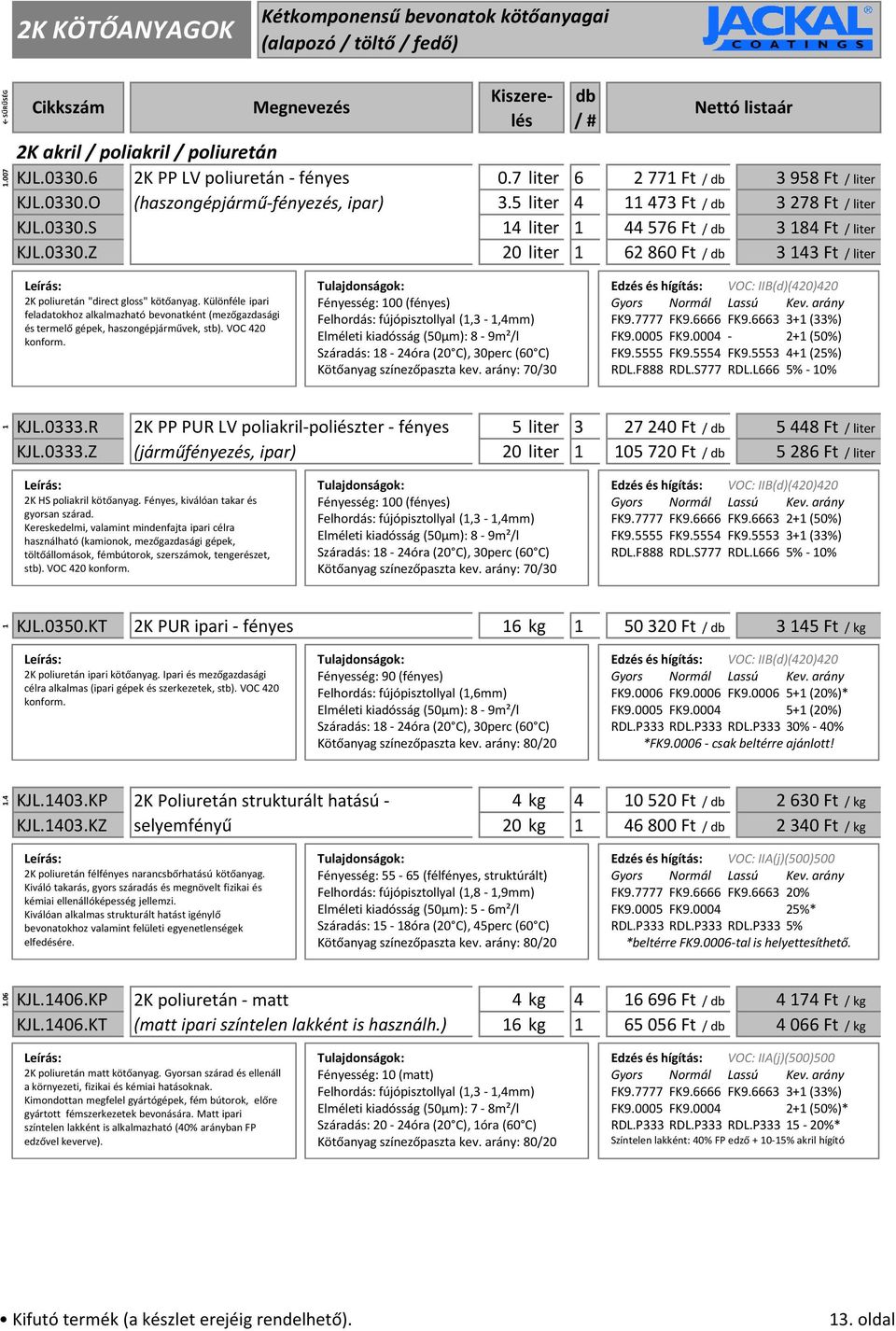 Különféle ipari feladatokhoz alkalmazható bevonatként (mezőgazdasági és termelő gépek, haszongépjárművek, stb). VOC 420 konform.