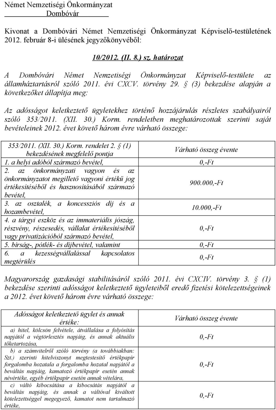 (3) bekezdése alapján a következőket állapítja meg: Az adósságot keletkeztető ügyletekhez történő hozzájárulás részletes szabályairól szóló 353/2011. (XII. 30.) Korm.