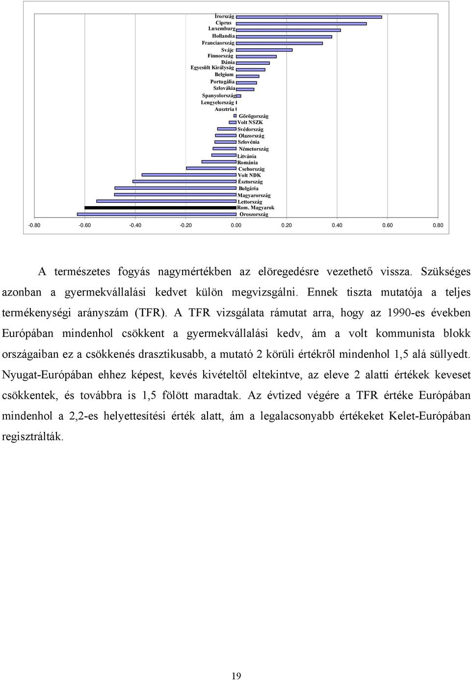 80 A természetes fogyás nagymértékben az elöregedésre vezethető vissza. Szükséges azonban a gyermekvállalási kedvet külön megvizsgálni. Ennek tiszta mutatója a teljes termékenységi arányszám (TFR).