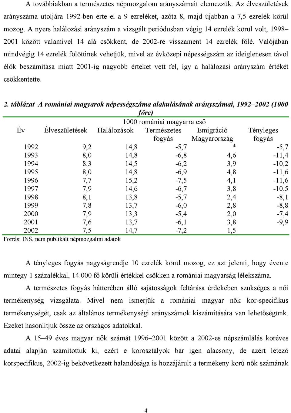 Valójában mindvégig 14 ezrelék fölöttinek vehetjük, mivel az évközepi népességszám az ideiglenesen távol élők beszámítása miatt 2001-ig nagyobb értéket vett fel, így a halálozási arányszám értékét