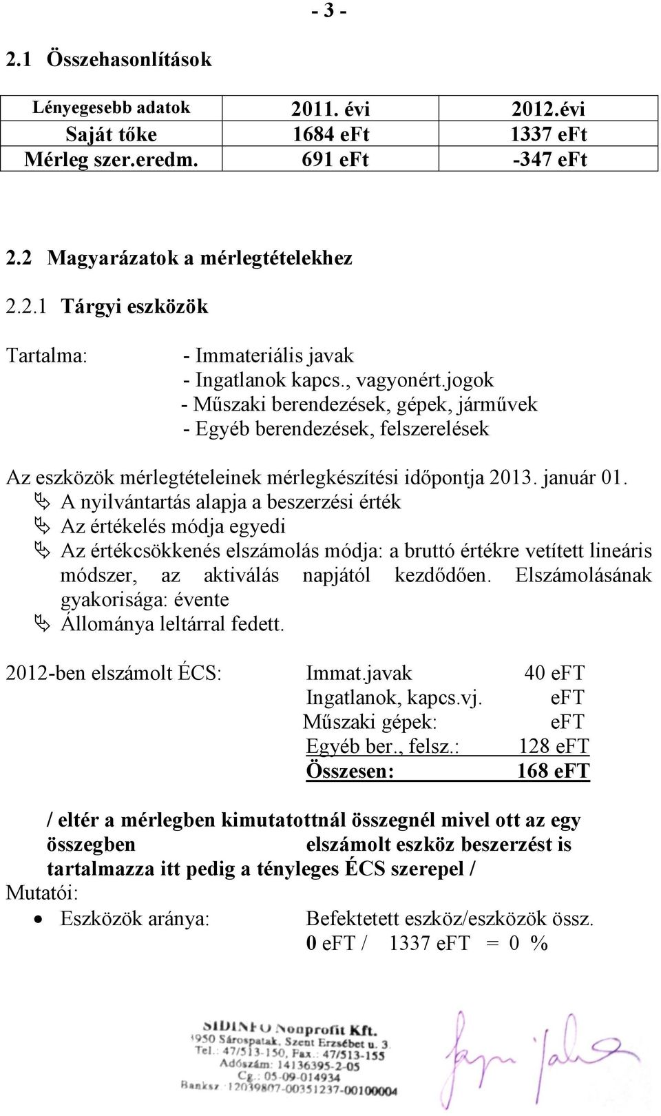 A nyilvántartás alapja a beszerzési érték Az értékelés módja egyedi Az értékcsökkenés elszámolás módja: a bruttó értékre vetített lineáris módszer, az aktiválás napjától kezdődően.