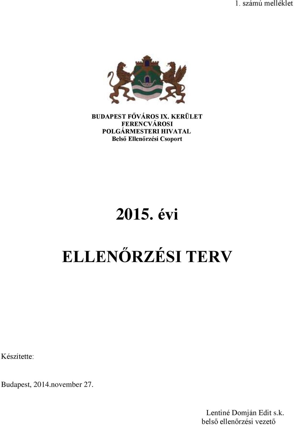 Ellenőrzési Csoport 2015.