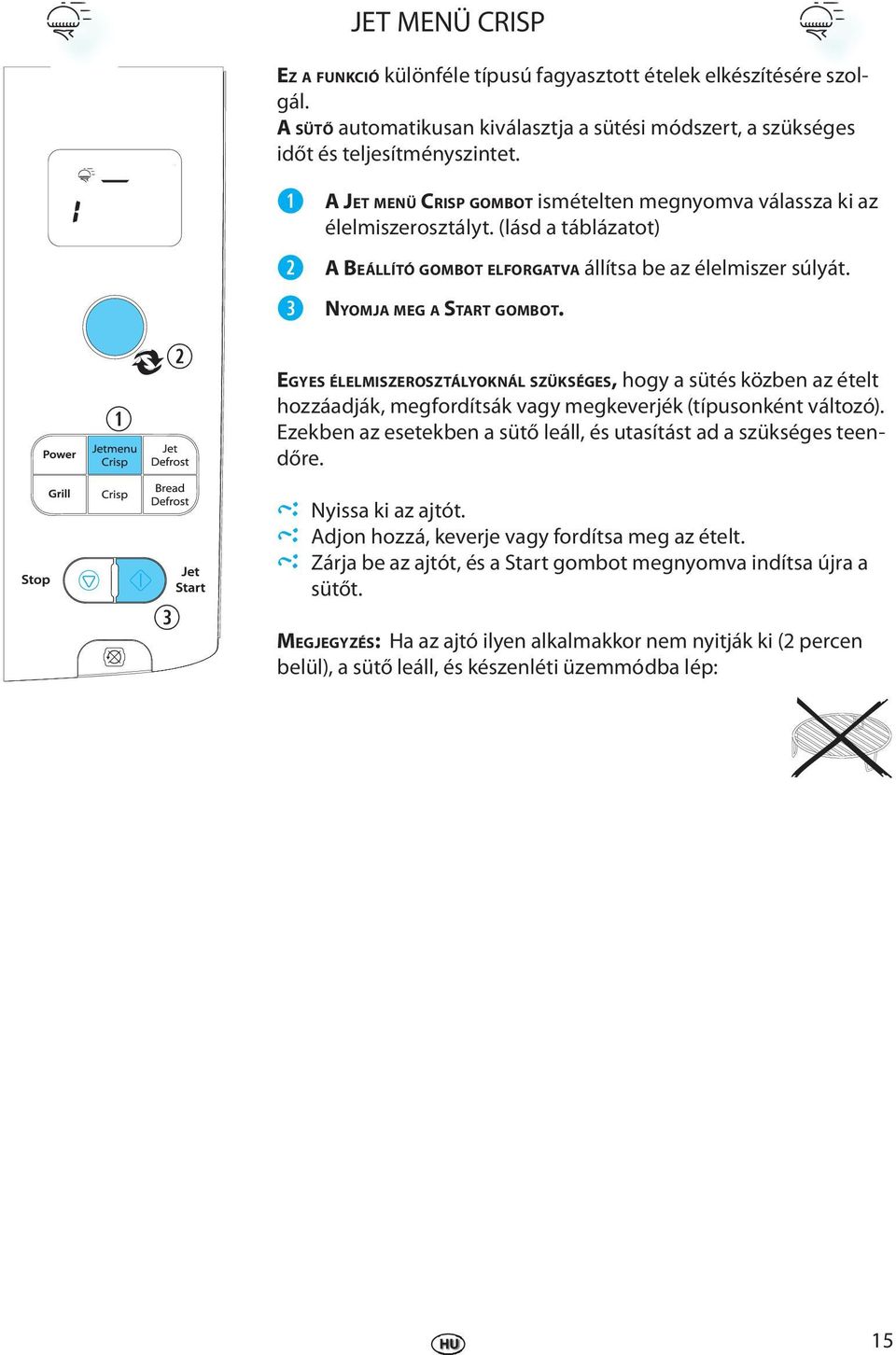 EGYES ÉLELMISZEROSZTÁLYOKNÁL SZÜKSÉGES, hogy a sütés közbn az étlt hozzáadják, mgfordítsák vagy mgkvrjék (típusonként változó). Ezkbn az stkbn a sütő láll, és utasítást ad a szükségs tndőr.