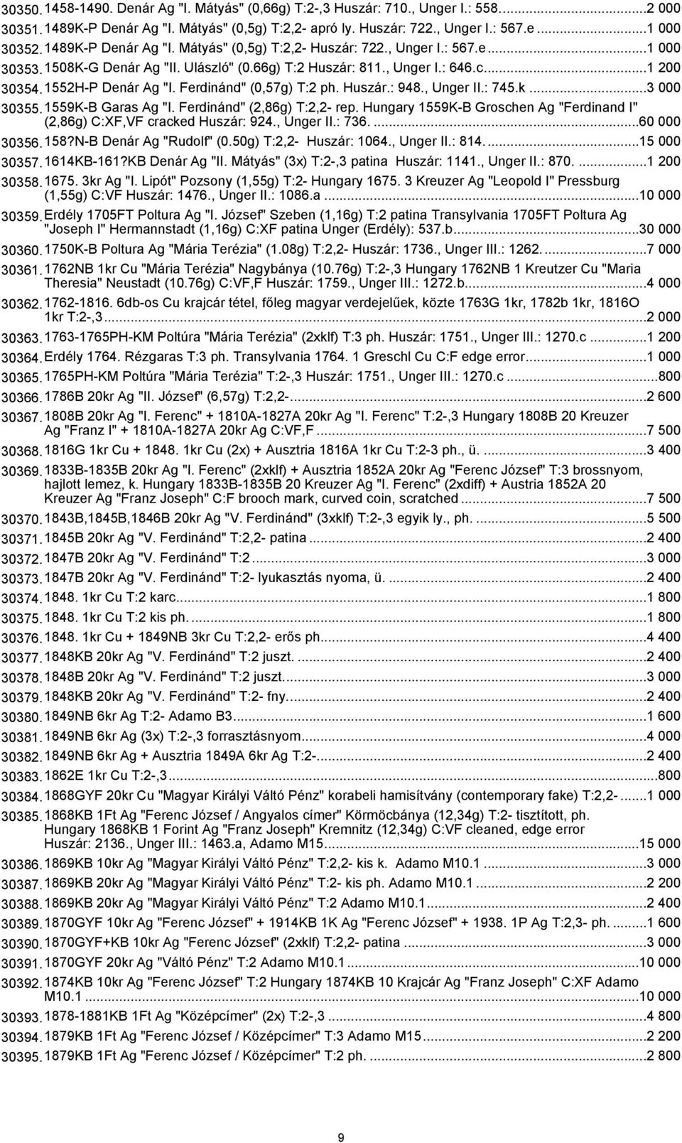 Ferdinánd" (0,57g) T:2 ph. Huszár.: 948., Unger II.: 745.k...3 000 30355.1559K-B Garas Ag "I. Ferdinánd" (2,86g) T:2,2- rep.