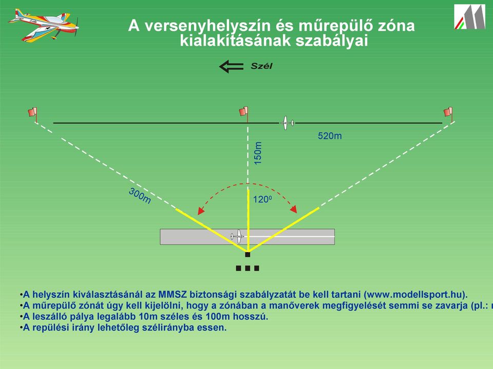 A műrepülő zónát úgy kell kijelölni, hogy a zónában a manőverek megfigyelését semmi se zavarja