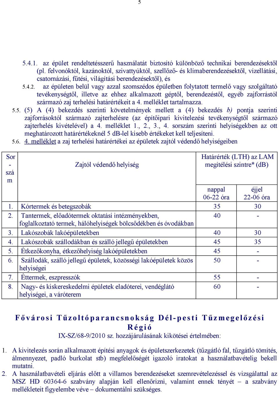 az épületen belül vagy azzal szomszédos épületben folytatott termelő vagy szolgáltató tevékenységtől, illetve az ehhez alkalmazott géptől, berendezéstől, egyéb zajforrástól származó zaj terhelési