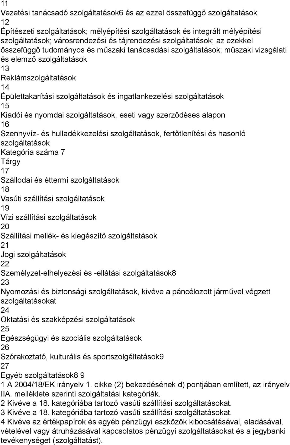 szolgáltatások és ingatlankezelési szolgáltatások 15 Kiadói és nyomdai szolgáltatások, eseti vagy szerződéses alapon 16 Szennyvíz- és hulladékkezelési szolgáltatások, fertőtlenítési és hasonló