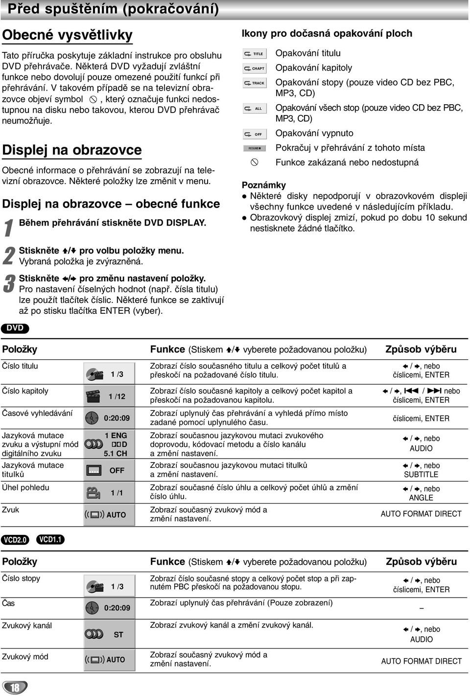 V takovém případě se na televizní obrazovce objeví symbol, který označuje funkci nedostupnou na disku nebo takovou, kterou DVD přehrávač neumožňuje.